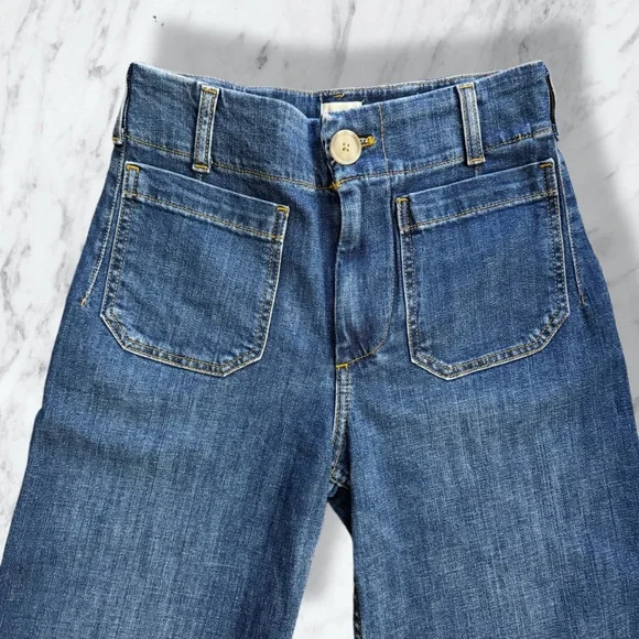 Maeve Colette Cropped Wide Leg Jeans Anthropologie Medium Blue Denim High Rise - Picture 3 of 3